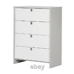 4-Drawer Chest Soft Gray White Non-Toxic Laminated Particleboard Clean Dry Cloth