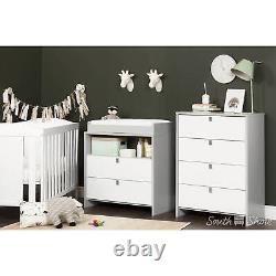 4-Drawer Chest Soft Gray White Non-Toxic Laminated Particleboard Clean Dry Cloth