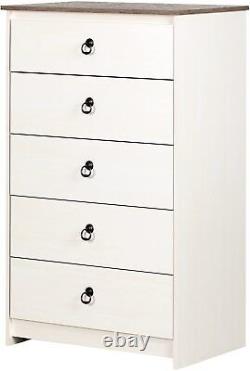 5-Drawer Chest Dresser Modern Clothes Storage Bedroom Organizer Unit White/Brown