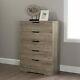 5-drawer Chest Dresser Rustic Farmhouse Style Bedroom Storage Furniture Brown