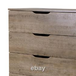5-Drawer Chest Dresser Rustic Farmhouse Style Bedroom Storage Furniture Brown