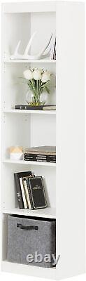 69 Tall South Shore 5-Shelf Narrow Bookcase Bookshelves Storage Furniture White