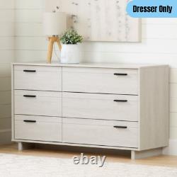 6-Drawer Chest Double Dresser Cottage Modern Bedroom Display Storage Off-White