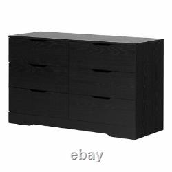6-Drawer Chest Double Dresser Modern Contemporary Bedroom Display Storage Black