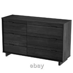 6-Drawer Chest Double Dresser Modern Design Bedroom Storage Furniture Dark Gray