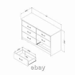 6-Drawer Chest Double Dresser Rustic Farmhouse Bedroom Storage Organizer Gray