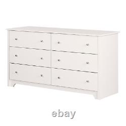 6-Drawer Double Dresser Chest Large Display Top Bedroom Clothes Storage White
