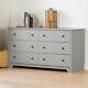 6-drawer Double Dresser Chest Large Display Top Modern Bedroom Furniture Gray