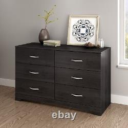 6-Drawer Double Dresser Chest Modern Contemporary Bedroom Furniture Dark Gray
