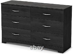 6-Drawer Double Dresser Chest Modern Contemporary Bedroom Furniture Dark Gray