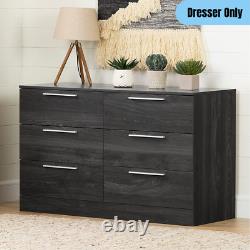 6-Drawer Double Dresser Contemporary Bedroom Storage Organizer Chest Dark Gray
