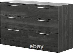 6-Drawer Double Dresser Contemporary Bedroom Storage Organizer Chest Dark Gray