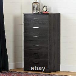 6-Drawer Dresser Chest Compact Contemporary Bedroom Storage Furniture Dark Gray