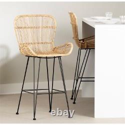 Balka Rattan Counter Stool with Armrests Set of 2 Rattan and Black South Shore