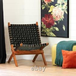 Balka Woven Leather Lounge Chair-Black-South Shore