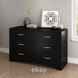 Double Dresser 6-Drawer Bedroom Furniture Storage Organizer with Metal Handles