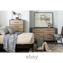 Londen 6-Drawer Double Dresser, Weathered Oak and Rubbed Black