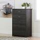Modern 5-drawer Chest Dresser Bedroom Clothes Storage Organizer Dark Gray Finish