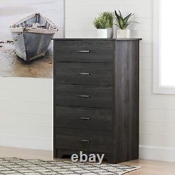 Modern 5-Drawer Chest Dresser Bedroom Clothes Storage Organizer Dark Gray Finish