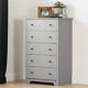 Modern 5-drawer Chest Upright Dresser Bedroom Office Arts Supplies Storage Gray