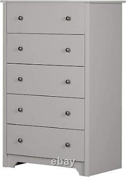 Modern 5-Drawer Chest Upright Dresser Bedroom Office Arts Supplies Storage Gray