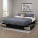 Modern Full/queen Size Platform Bed Frame (54/60) With 2 Drawers In Pure Black