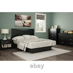 Modern Full/Queen Size Platform Bed Frame (54/60) With 2 Drawers In Pure Black