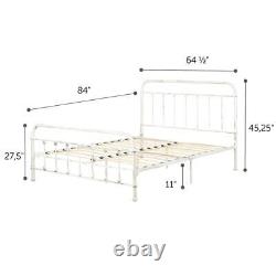 Prairie Metal Platform Bed, White Shabby Chic