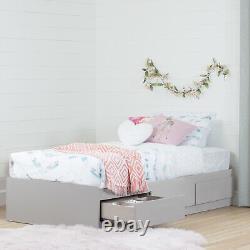 South Shore 10236 VITO Twin Mates Bed 39in With 3 Drawers Soft Gray