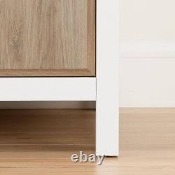 South Shore 4-Drawer White + Rustic Oak Chest Spacious Unique Style Tall Storage