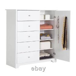 South Shore Armoire 48.75x 47 5-Drawers 5-Shelves Particle Board Pure White