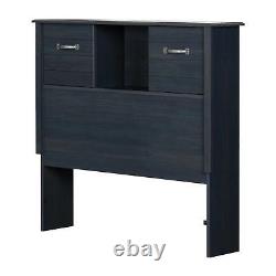 South Shore Asten Bookcase Headboard With Doors, Blueberry