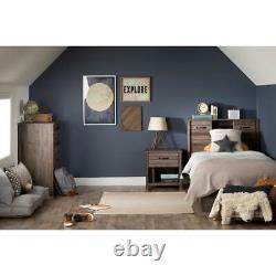 South Shore Asten Bookcase Headboard With Doors, Blueberry