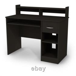 South Shore Axess Small Wood Computer Desk with Hutch in Pure Black