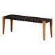 South Shore Balka 47.25w Wood And Woven Leather Bench In Matte Black