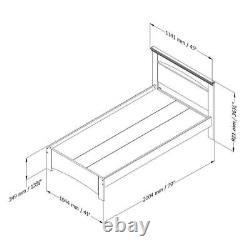 South Shore Bed Frame 36.25 x 44 Twin Size Particle Board Material Pure Black