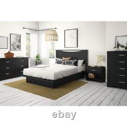 South Shore Bedroom Furniture 42 H x 60 W x 80D Black Wood Queen Platform Bed