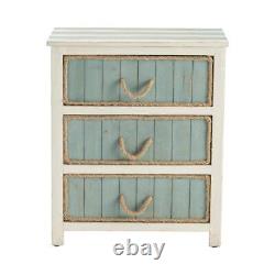 South Shore Blueish Grey and White 3 Drawer Rope Accent Chest