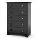 South Shore Breakwater 5 Drawer Chest In Pure Black Finish