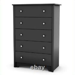 South Shore Breakwater 5 Drawer Chest in Pure Black Finish