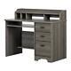 South Shore Computer Desk 44.75w Rectangular 3 -drawer Gray Maple With Hutch