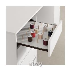 South Shore Crea Craft Table on Wheels with Sliding Shelf, Storage Drawers an