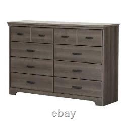 South Shore Double Dresser 8-Drawer 36.75H x 57.75W x 19.5D Wood Gray Maple