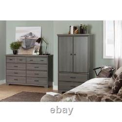 South Shore Double Dresser 8-Drawer 36.75H x 57.75W x 19.5D Wood Gray Maple