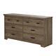 South Shore Dresser 31.5 X 57.75 6-drawers Wood Top Rustic Weathered Oak Beige