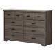 South Shore Dresser 36.75 H X 57.75 W, Particle Board 8-drawer, Gray Maple