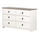 South Shore Dresser 52 X 31.25 X 19 6-drawer White Wash With Weathered Oak Top