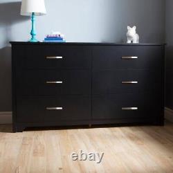 South Shore Dresser 59.25 6-Drawer Sturdy Durable Particle Board Pure Black