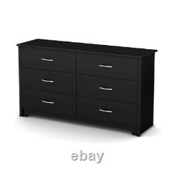 South Shore Dresser 59.25 6-Drawer Sturdy Durable Particle Board Pure Black