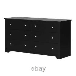 South Shore Dresser 6-Drawer Built-In Dampers Durable Particle Board Pure Black